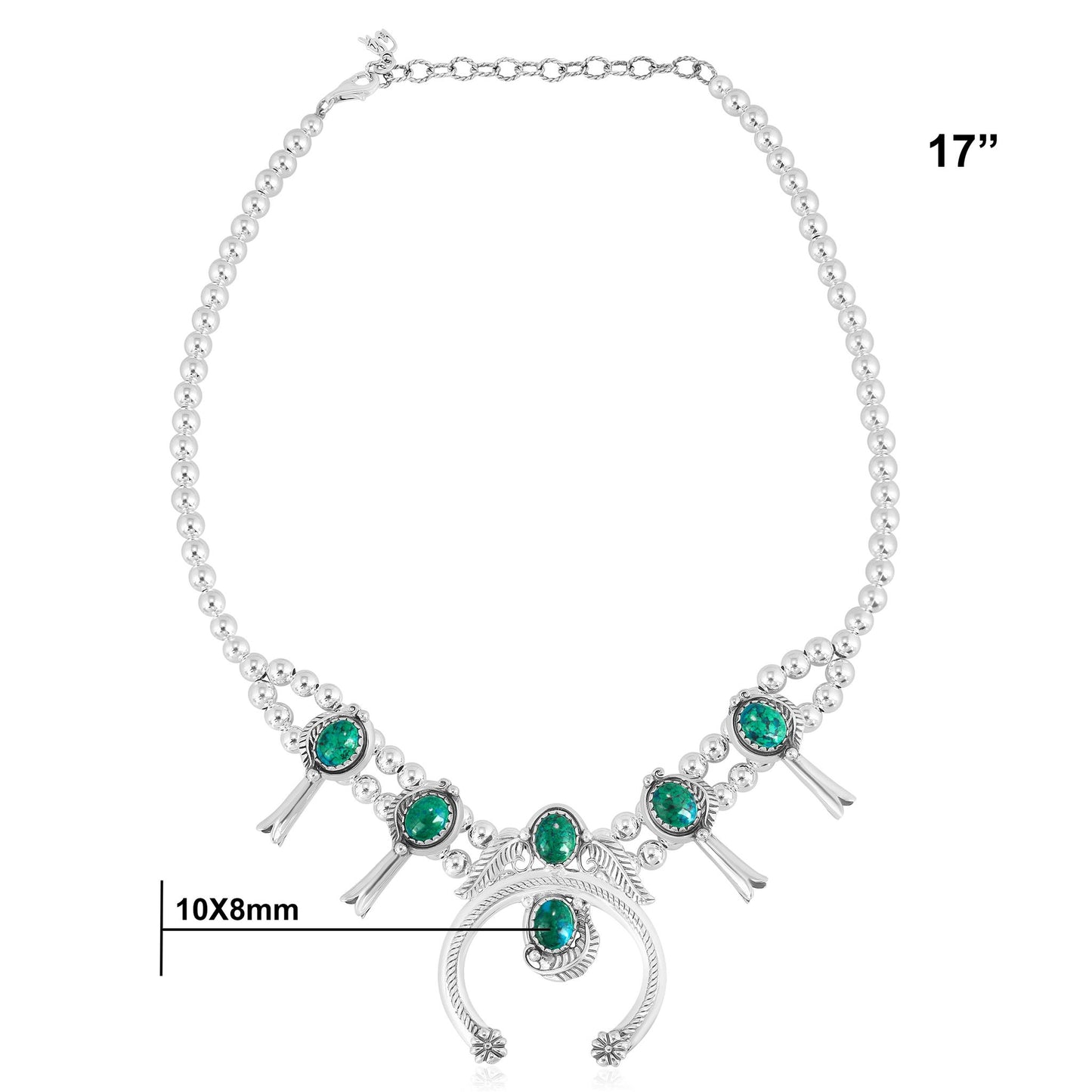 Sterling Silver Chrysocolla Squash Blossom Necklace