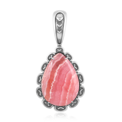 Sterling Silver Rhodochrosite Teardrop Pendant Enhancer