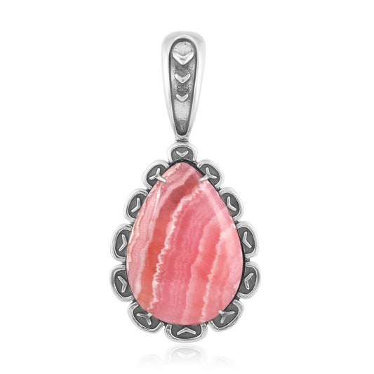 Sterling Silver Rhodochrosite Teardrop Pendant Enhancer