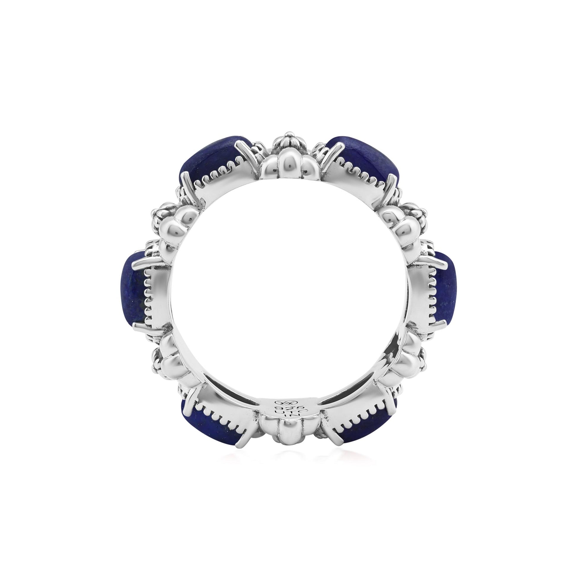 Sterling Silver Lapis Oval Concha Band Ring