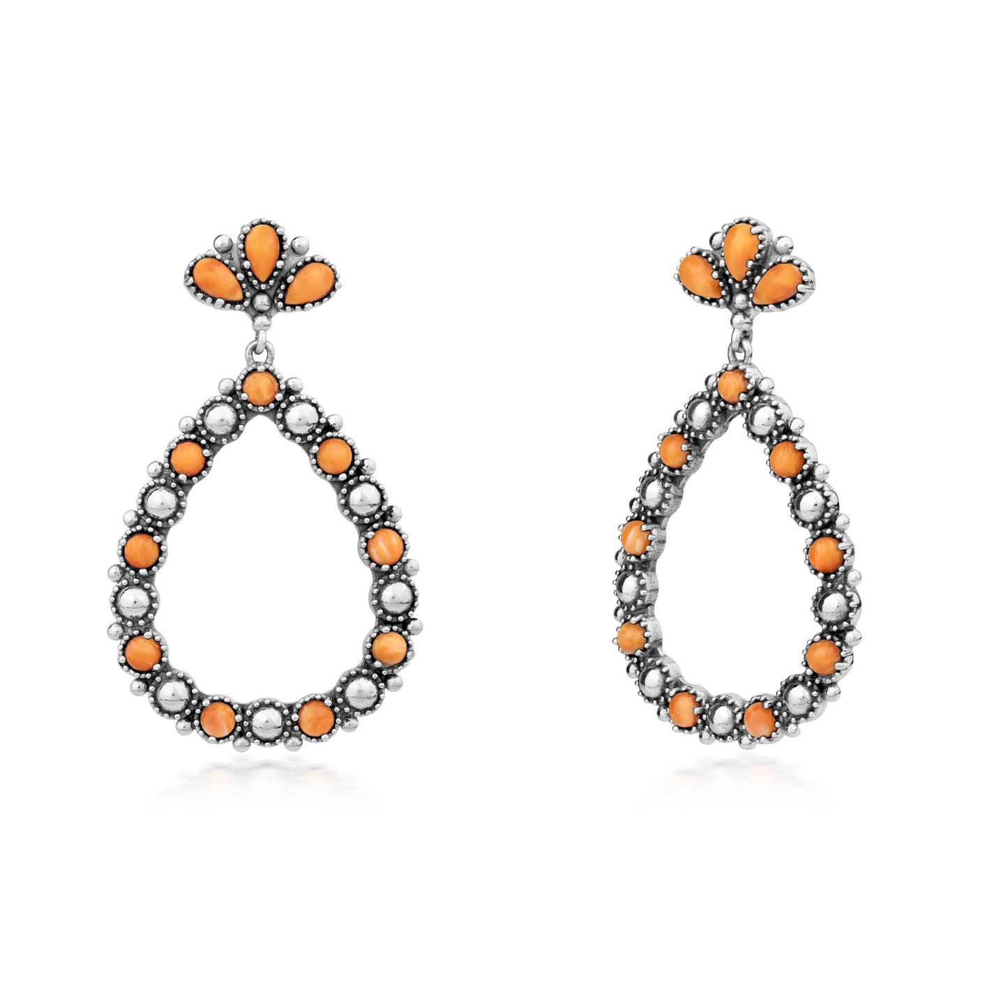 LIMITED EDITION! Sterling Silver Orange Spiny Oyster Teardrop Post Back Earrings