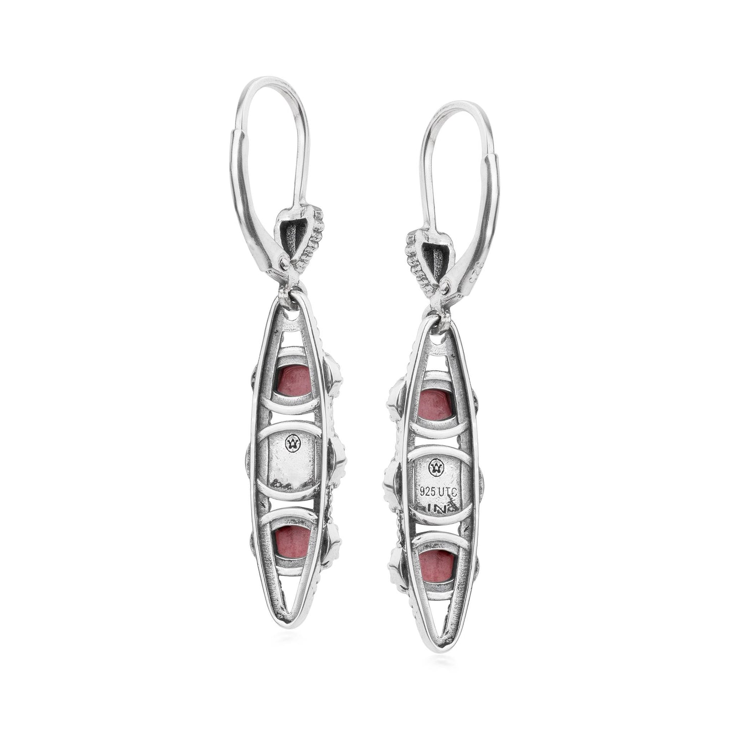 EXCLUSIVELY OURS! Sterling Silver Rhodonite Friendship Lever Back Dangle Earrings