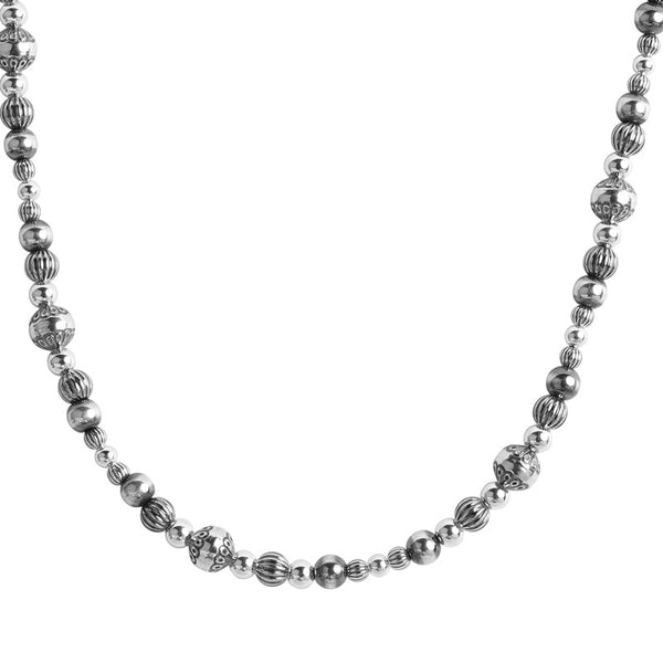 Sterling Silver Native Pearl Mixed Beads Toggle Necklace 20 Inch