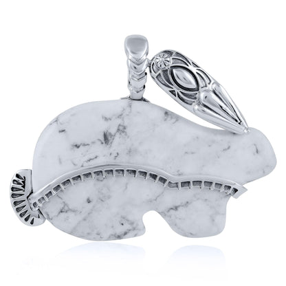 Sterling Silver White Howlite Rabbit "Trickster" Pendant Enhancer 
