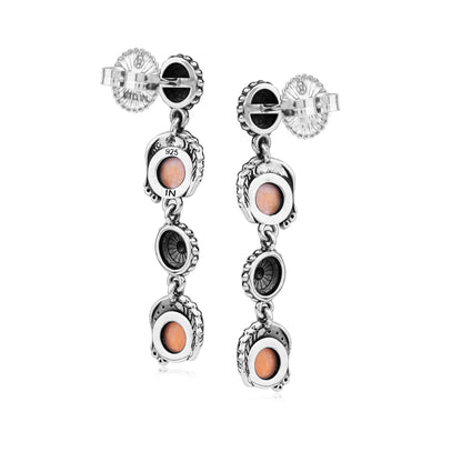 EXCLUSIVELY OURS! Sterling Silver Orange Spiny Oyster Leaf and Flower Dangle Earrings