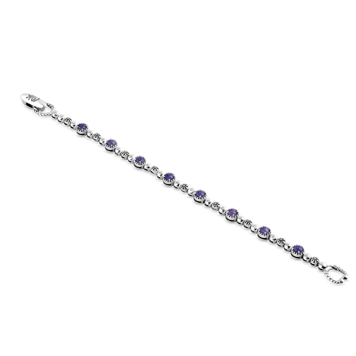 EXCLUSIVELY OURS! Sterling Silver Charoite Round Beaded Bracelet