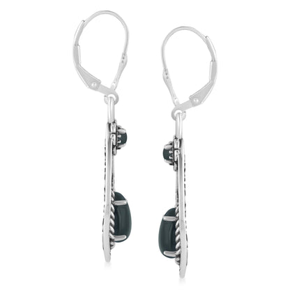 Sterling Silver Black Onyx Teardrop Dangle Earrings