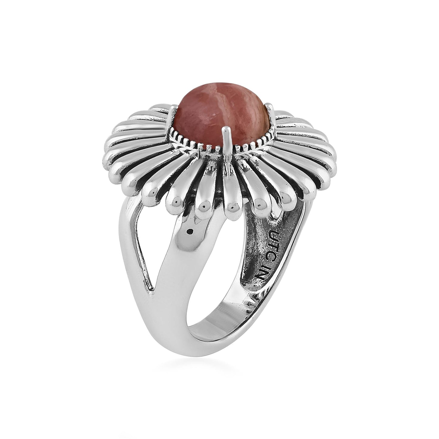  Sterling Silver Rhodochrosite Concha Ray Ring