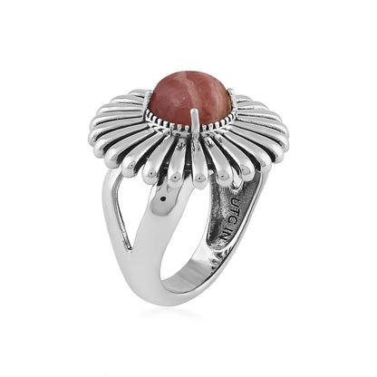  Sterling Silver Rhodochrosite Concha Ray Ring