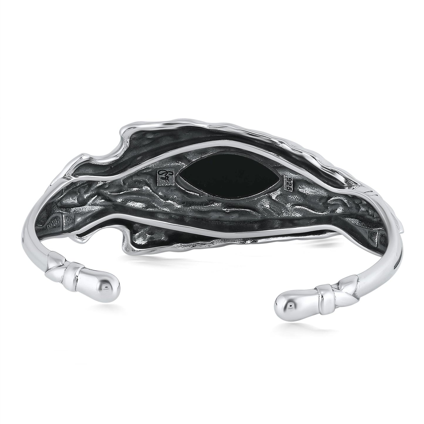 EXCLUSIVELY OURS! Sterling Silver Black Onyx Fritz Casuse Arrowhead Cuff Bracelet, Sizes Small to Large