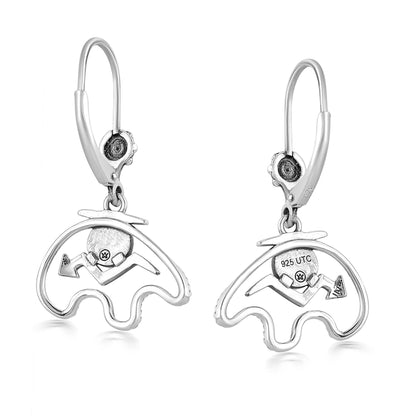 Sterling Silver Black Agate Bear Lever Back Earrings