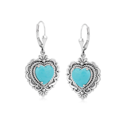 EXCLUSIVELY OURS! Sterling Silver Kingman Turquoise Heart Lever Back Earrings