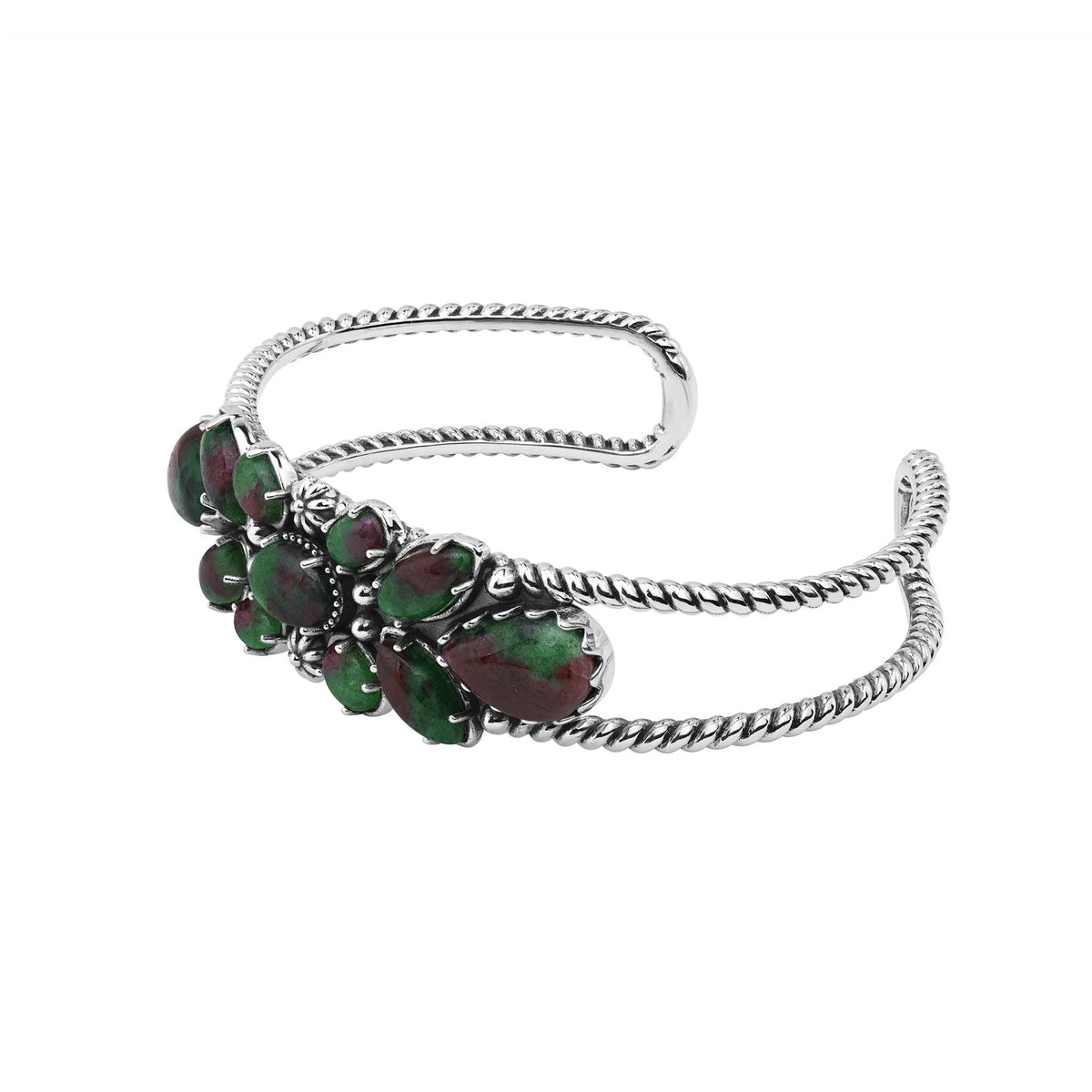 EXCLUSIVELY OURS! Sterling Silver Ruby Zoisite Cluster Cuff Bracelet