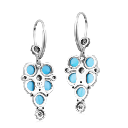 EXCLUSIVELY OURS! Sterling Silver Sleeping Beauty Turquoise Concha Cluster Lever Back Earrings