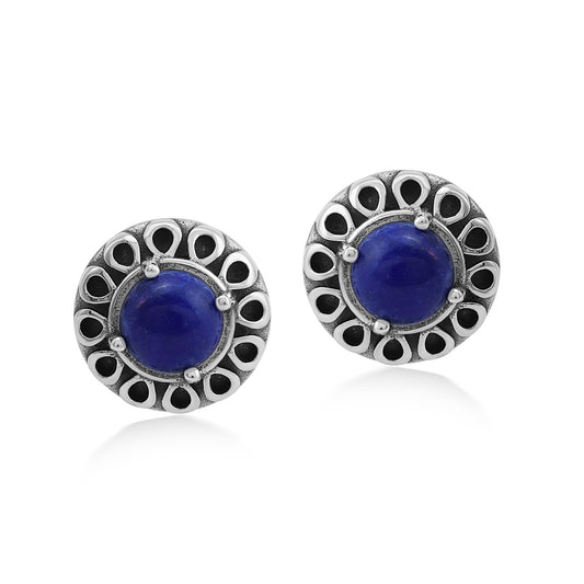 EXCLUSIVELY OURS! Sterling Silver Lapis Sunburst Stud Earrings