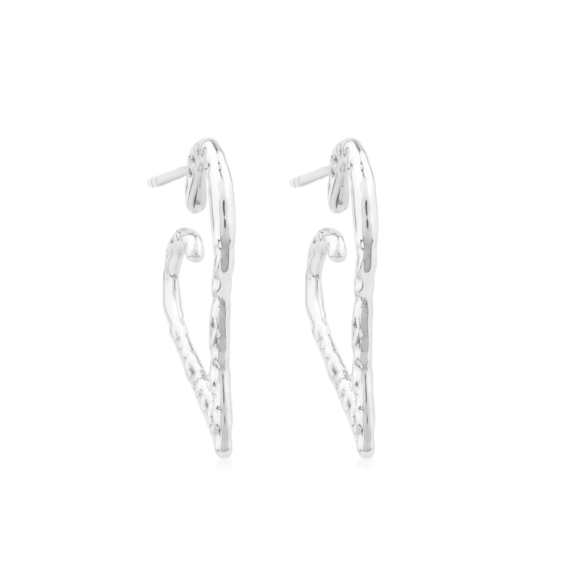 Sterling Silver 1 Inch Textured Heart Hoop Earrings 