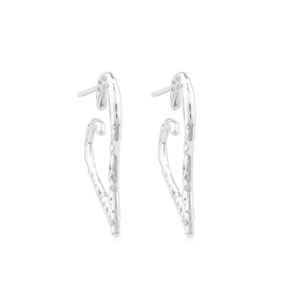 Sterling Silver 1 Inch Textured Heart Hoop Earrings 