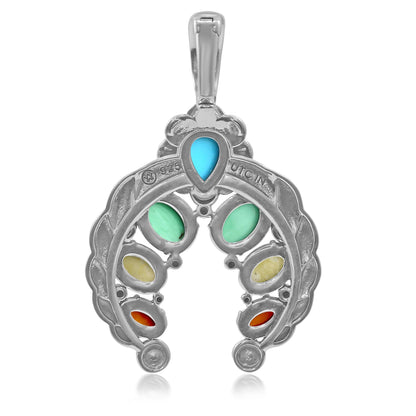 LIMITED EDITION! Sterling Silver Multi-Colored Gemstone Twisted Rope Naja Pendant Enhancer