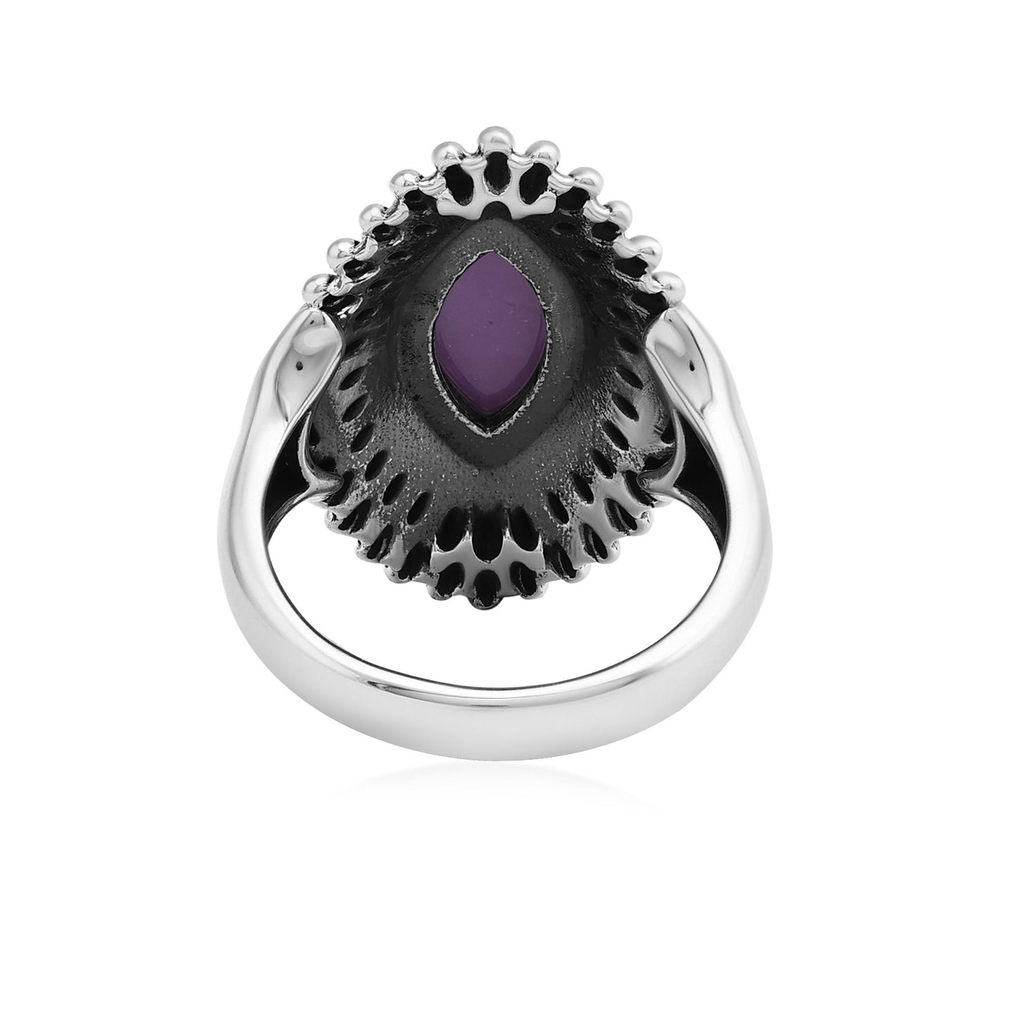 Sterling Silver Phosphosiderite Marquise Cut Rope and Bead Ring