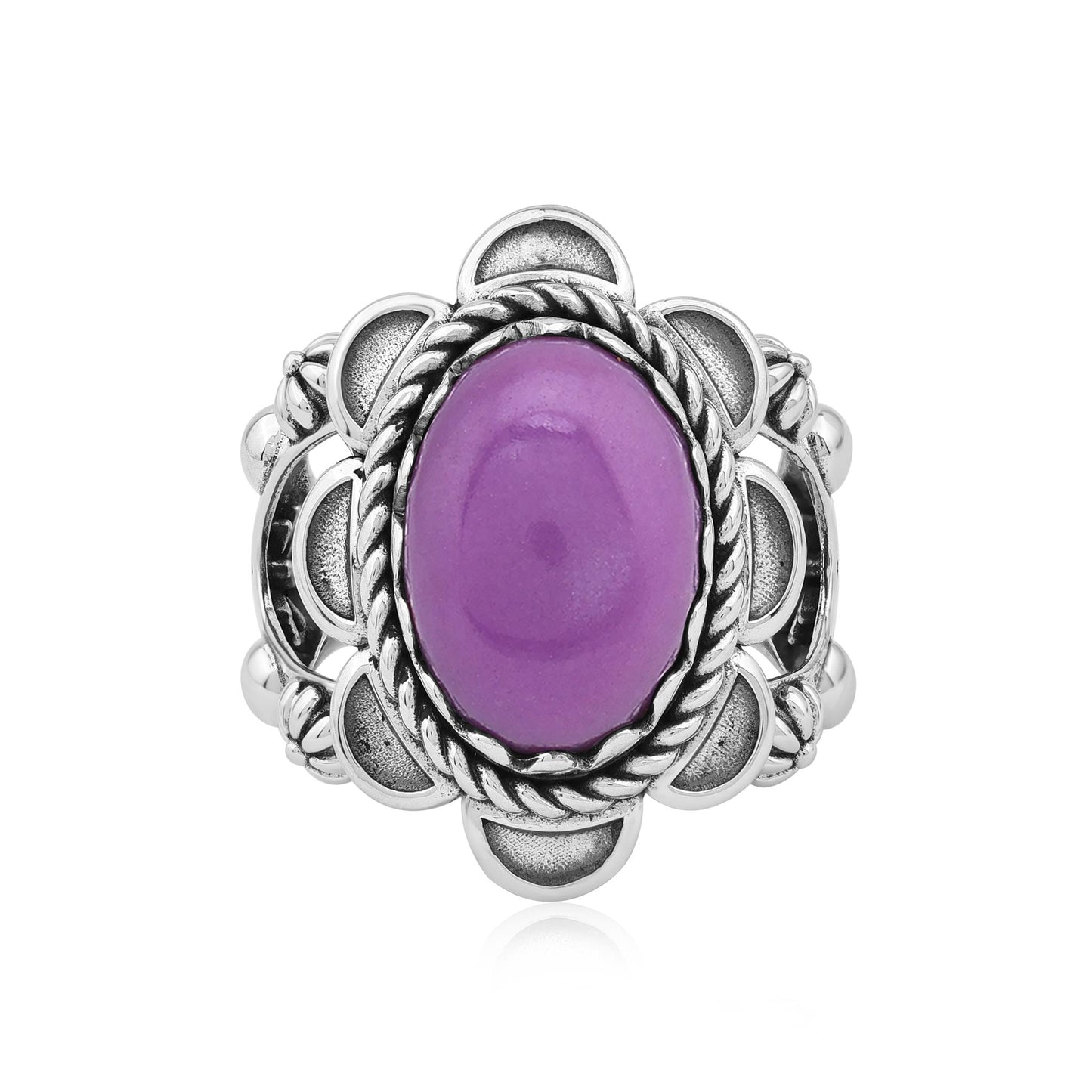 Sterling Silver Phosphosiderite Oval Scallop Ring