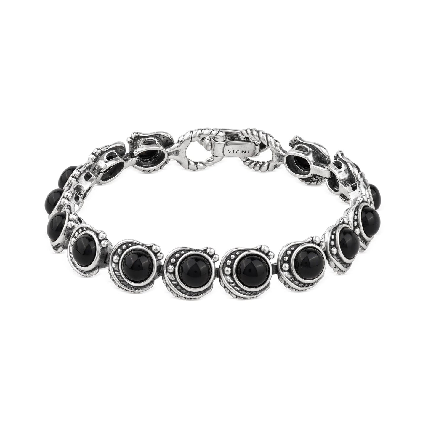 EXCLUSIVELY OURS! Sterling Silver Black Onyx Round Cabochon Tennis Bracelet, Sizes Small to Large