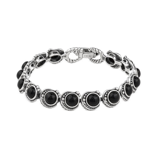 EXCLUSIVELY OURS! Sterling Silver Black Onyx Round Cabochon Tennis Bracelet, Sizes Small to Large