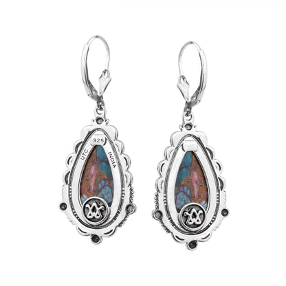 EXCLUSIVELY OURS! Sterling Silver Painted Desert Mosaic Pear-Shaped Dangle Earrings