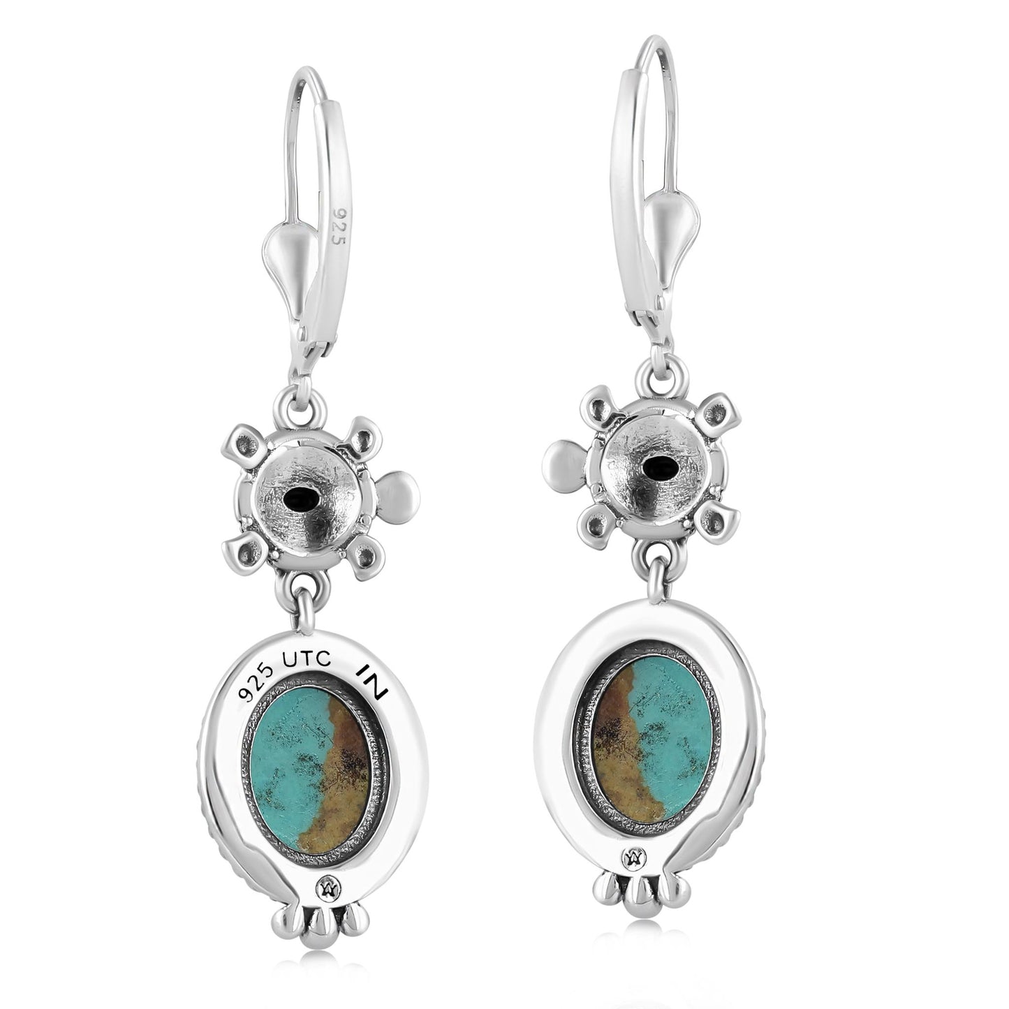 Sterling Silver Serpentine Turtle Drop and Dangle Earrings 