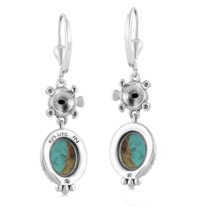Sterling Silver Serpentine Turtle Drop and Dangle Earrings 