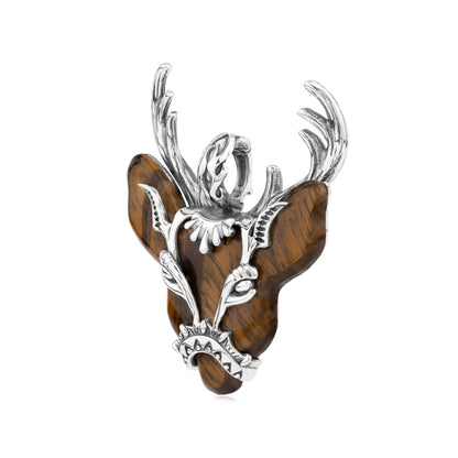 EXCLUSIVELY OURS! Sterling Silver Tiger's Eye Deer Pendant Enhancer
