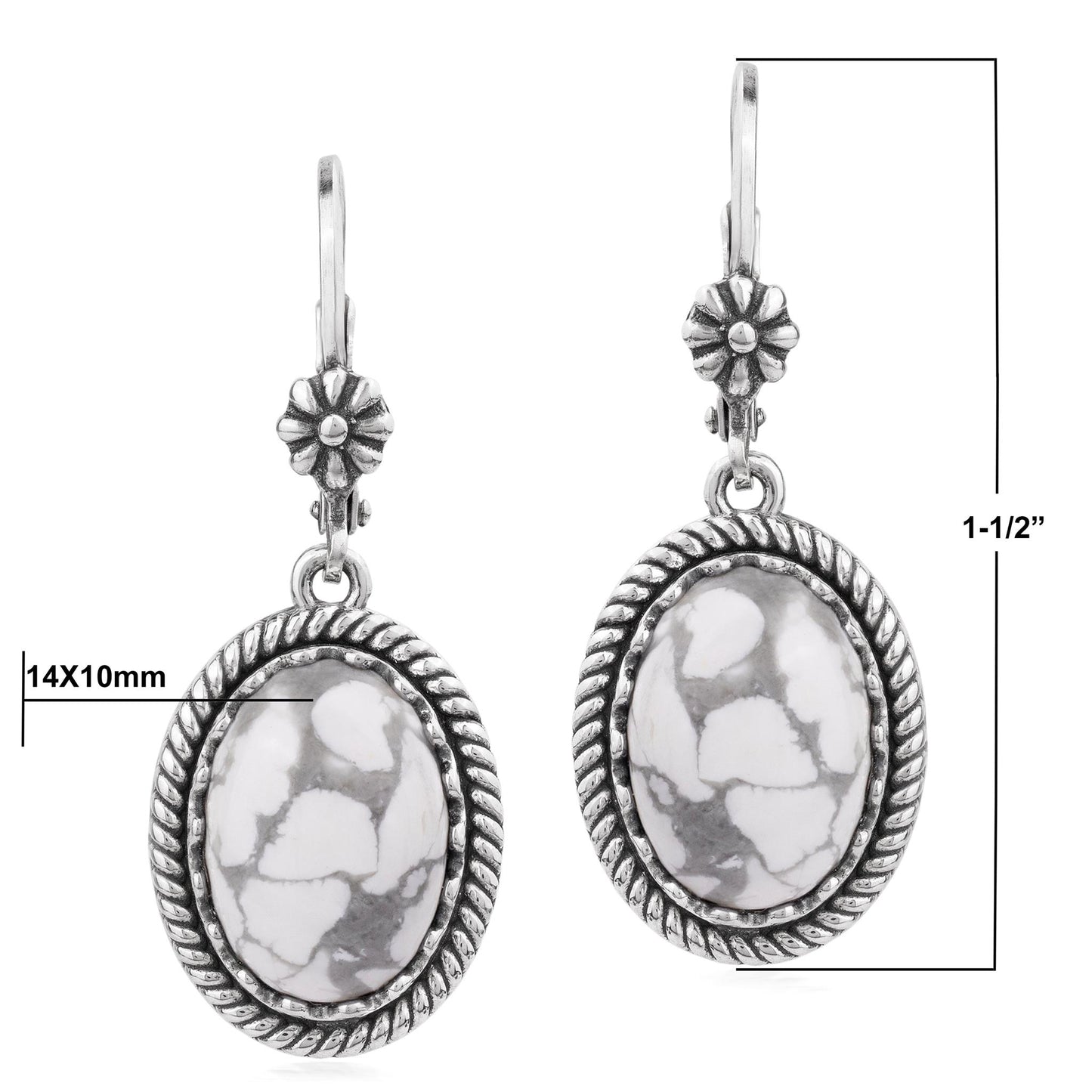 EXCLUSIVELY OURS! Sterling Silver White Howlite Oval Drop Lever Back Earrings