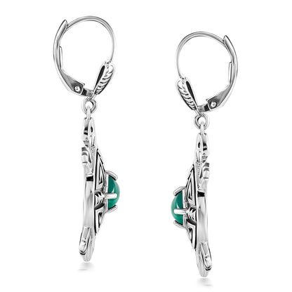 EXCLUSIVELY OURS! Sterling Silver Malachite Turtle Dangle Earrings
