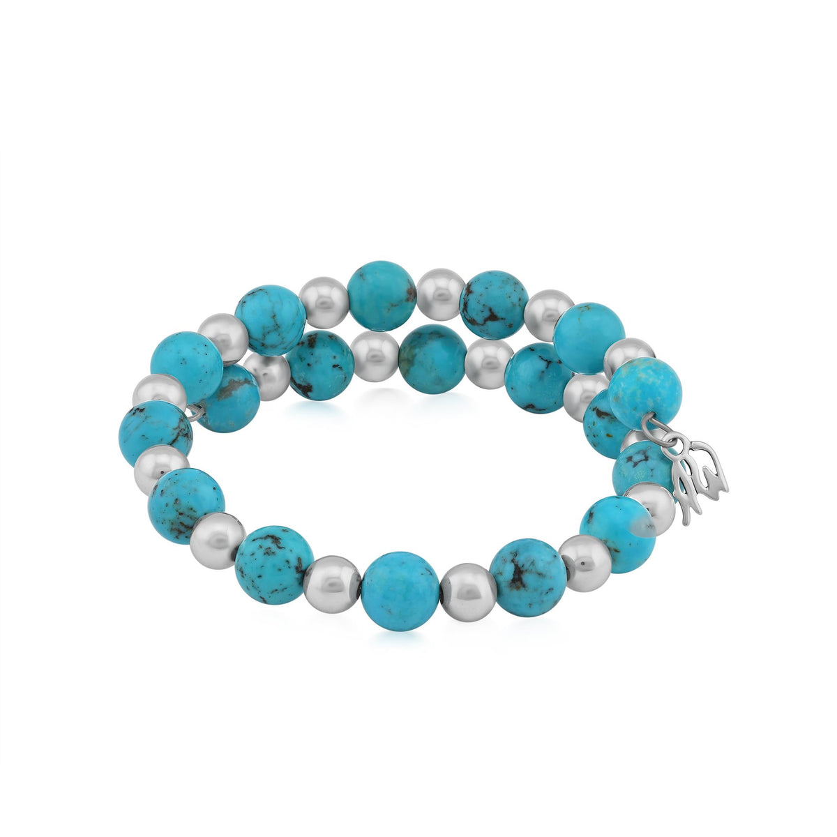 Sterling Silver Kingman Turquoise Bead Coil Bracelet, Sizes Small to Large