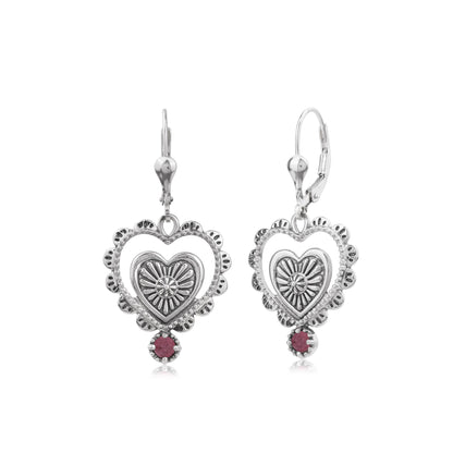 EXCLUSIVELY OURS! Sterling Silver Rhodonite Concha Heart Lever Back Earrings