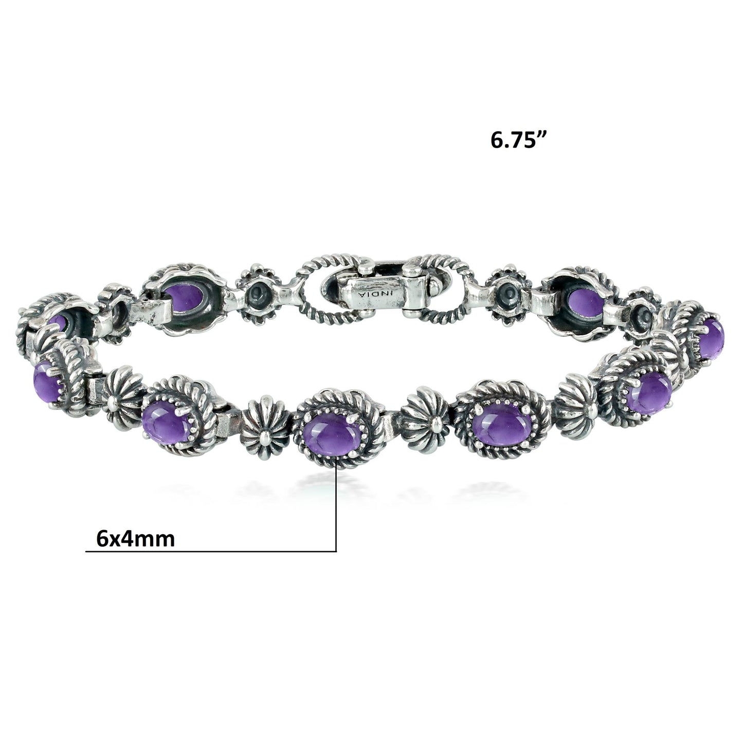 Sterling Silver Oval Amethyst Tennis Bracelet