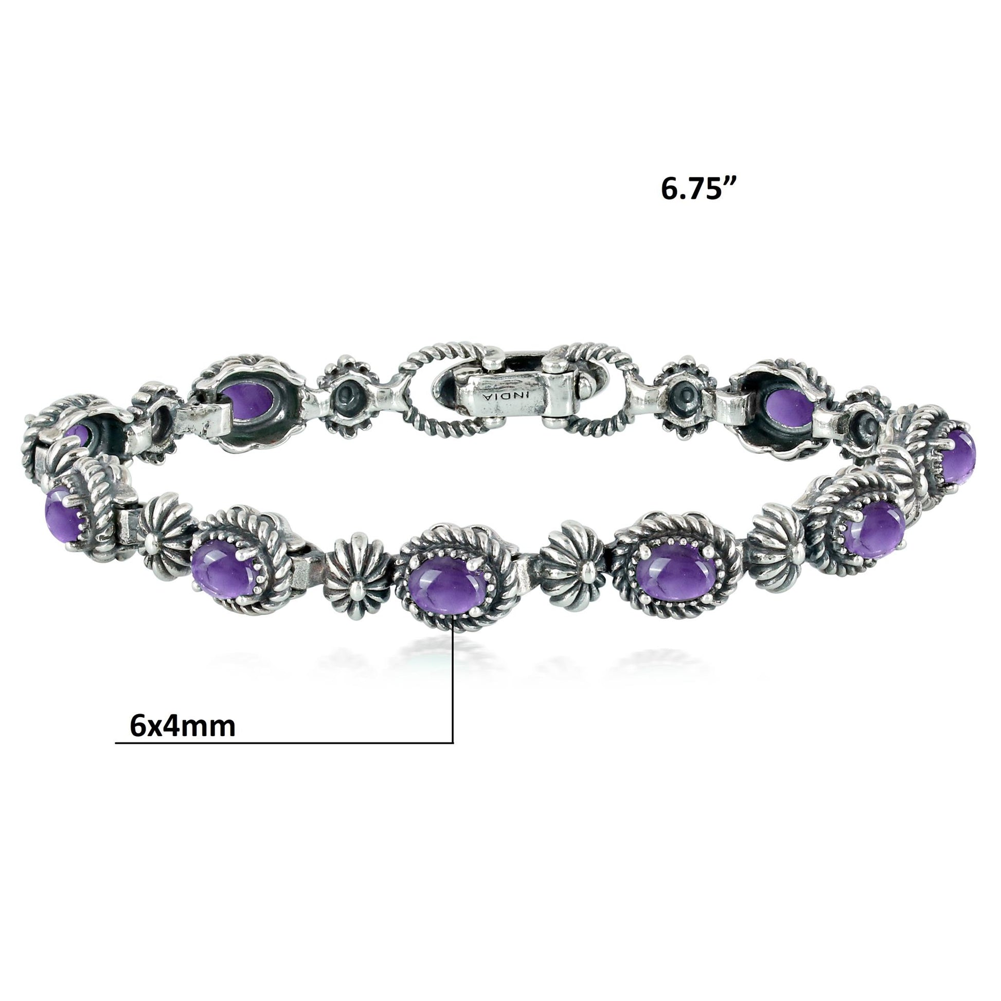 Sterling Silver Oval Amethyst Tennis Bracelet