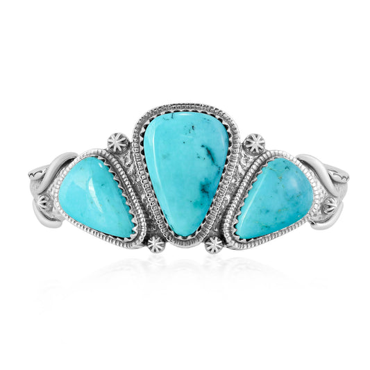 EXCLUSIVELY OURS! Sterling Silver Kingman Turquoise 3-Stone Triangle Cuff