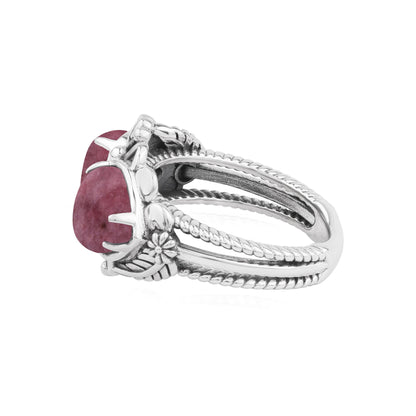 EXCLUSIVELY OURS! Sterling Silver Rhodonite Double Heart Ring, Sizes 5 to 11