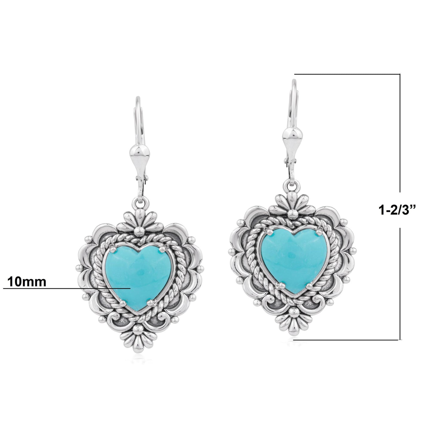 EXCLUSIVELY OURS! Sterling Silver Kingman Turquoise Heart Lever Back Earrings