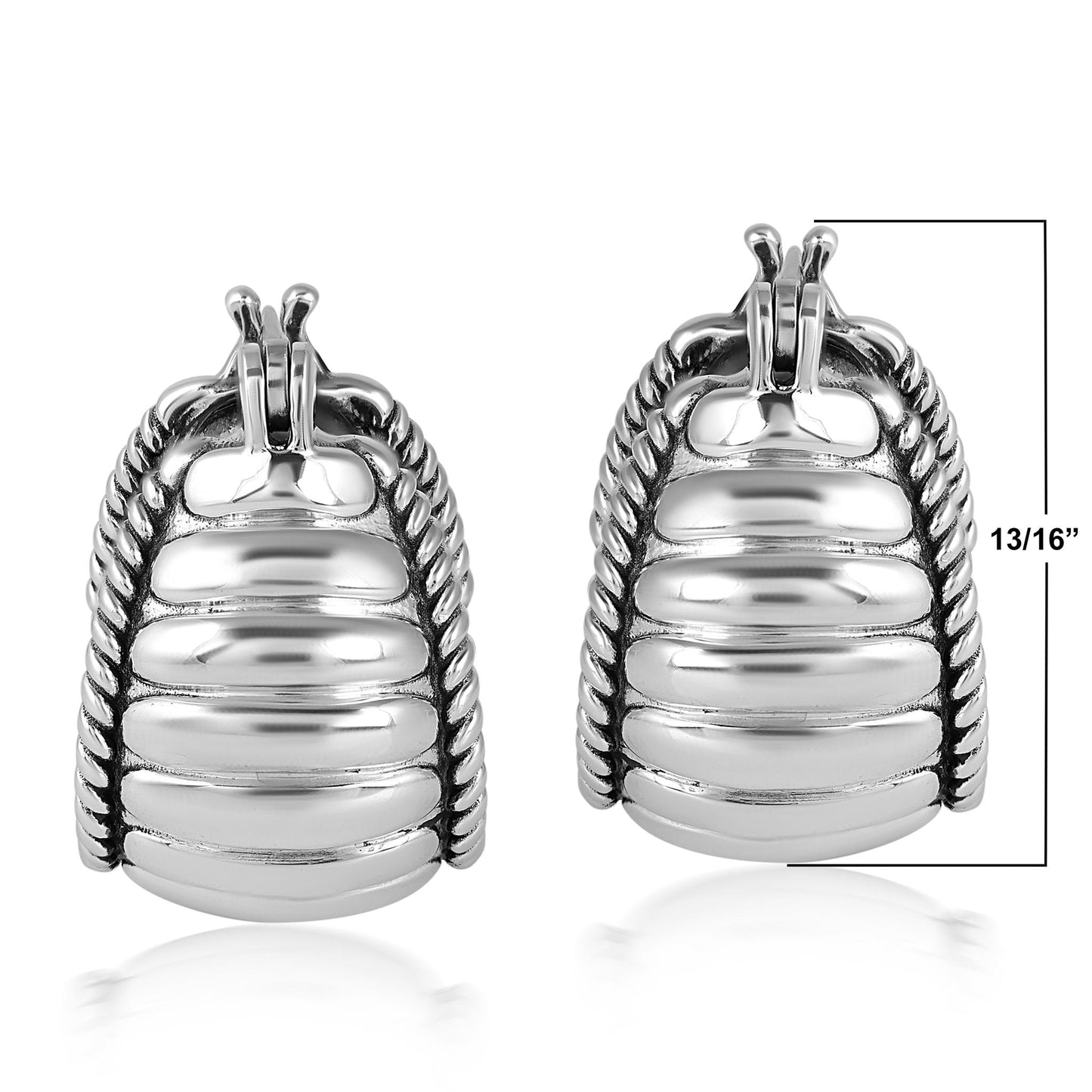 EXCLUSIVELY OURS! Sterling Silver Chunky Textured Rope Edge Huggie Hoop Earrings