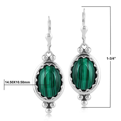 EXCLUSIVELY OURS! Sterling Silver Malachite Crown Detail Lever Back Earrings