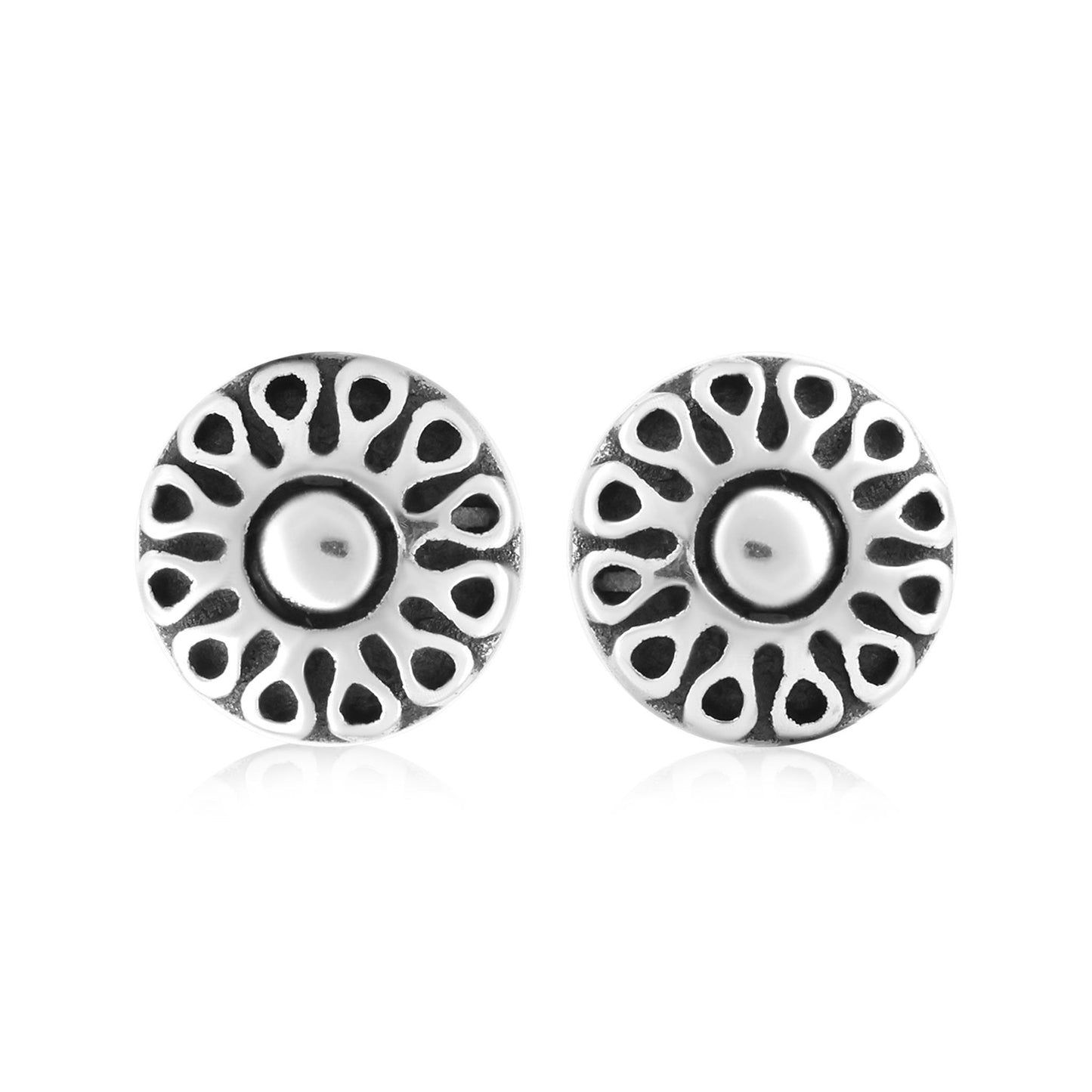 EXCLUSIVELY OURS! Sterling Silver Sunburst Stud Earrings, Choice of Size Small to Large