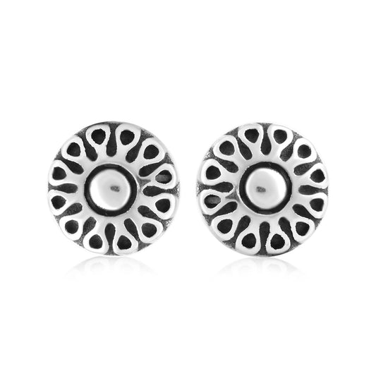 EXCLUSIVELY OURS! Sterling Silver Sunburst Stud Earrings, Choice of Size Small to Large