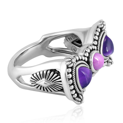 Sterling Silver Amethyst and Phosphosiderite Bow Tie Ring
