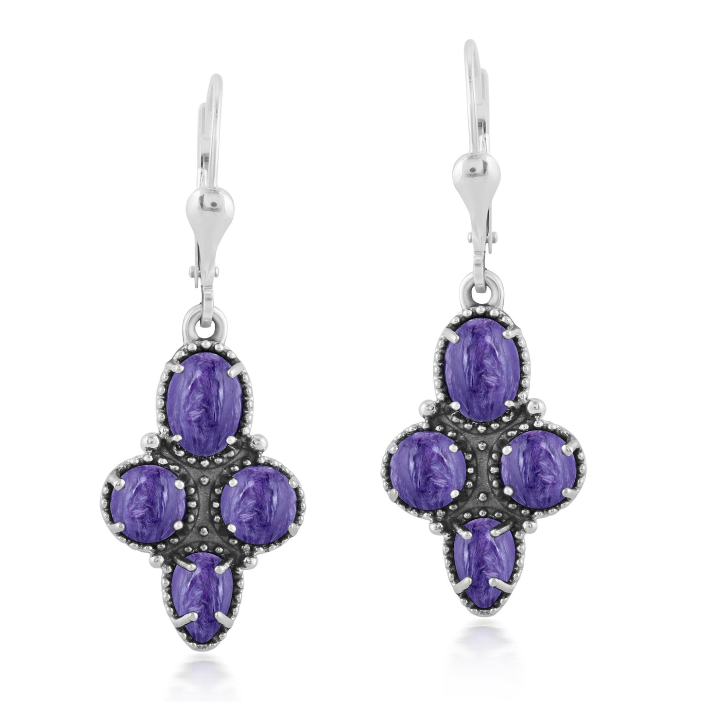 EXCLUSIVELY OURS! Sterling Silver Charoite Lever Back Dangle Earrings