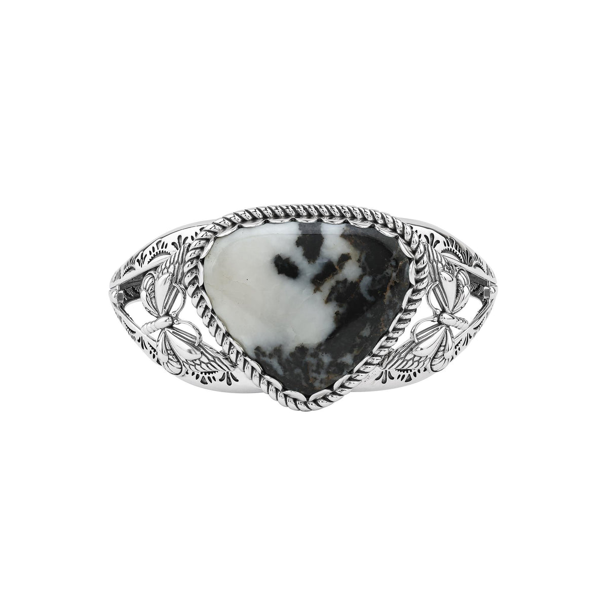 EXCLUSIVELY OURS! Sterling Silver White Buffalo Gemstone Butterfly Cuff Bracelet