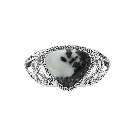 EXCLUSIVELY OURS! Sterling Silver White Buffalo Gemstone Butterfly Cuff Bracelet