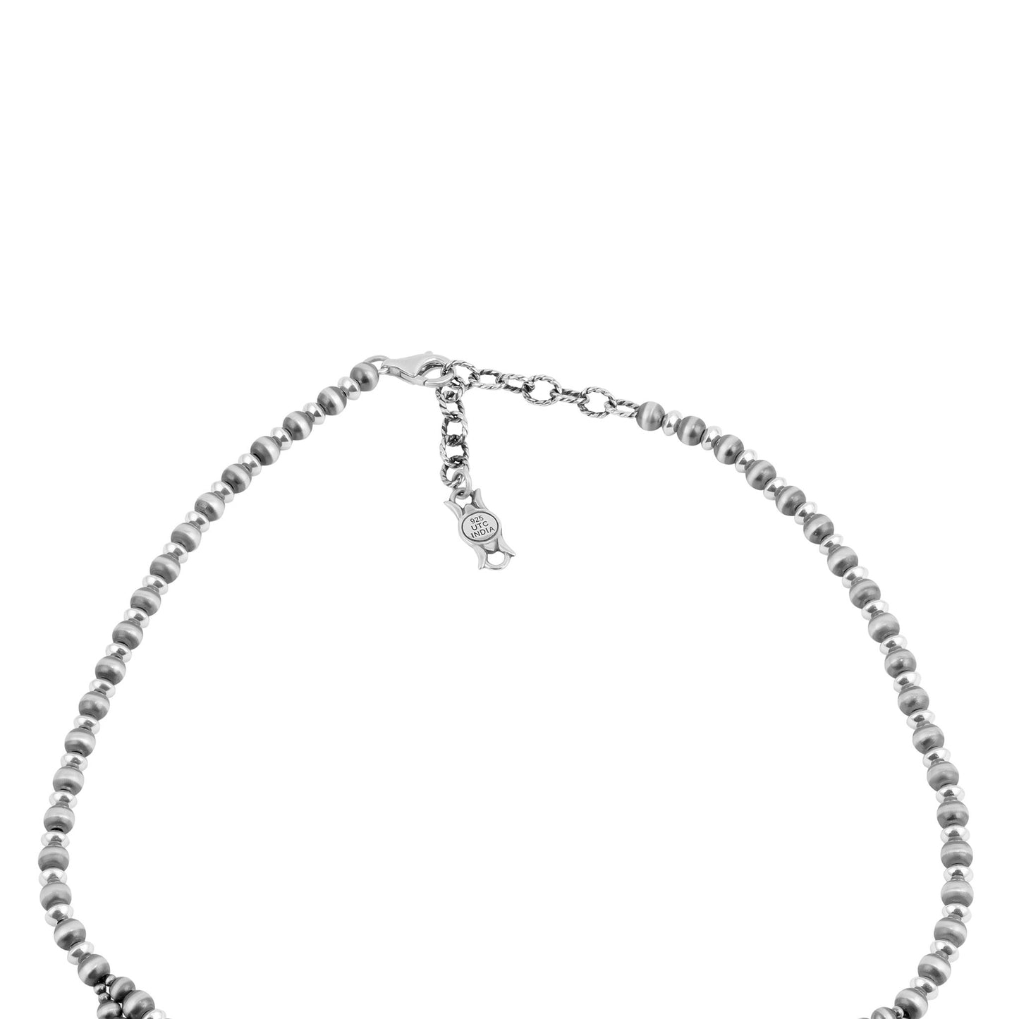 Sterling Silver Green Turquoise Pear Gemstone Squash Blossom Necklace, 17 to 20 Inches