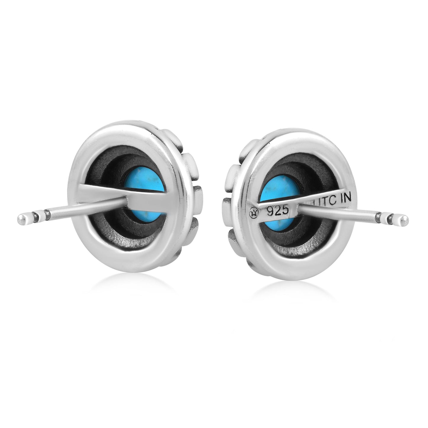 EXCLUSIVELY OURS! Sterling Silver Sleeping Beauty Turquoise Sunburst Stud Earrings