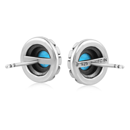 EXCLUSIVELY OURS! Sterling Silver Sleeping Beauty Turquoise Sunburst Stud Earrings